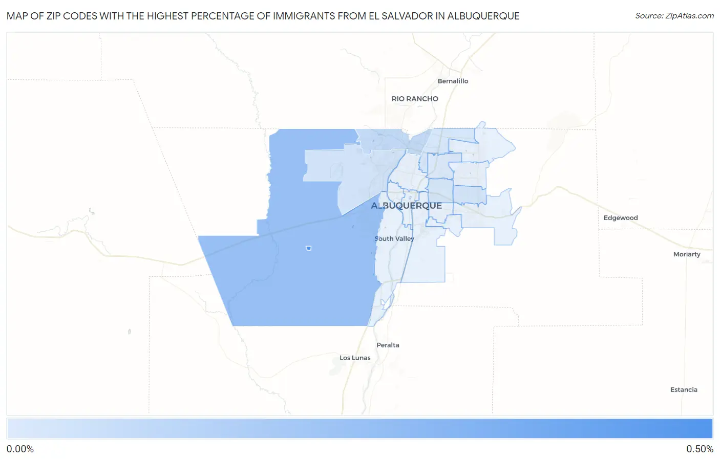 Zip Codes with the Highest Percentage of Immigrants from El Salvador in Albuquerque Map