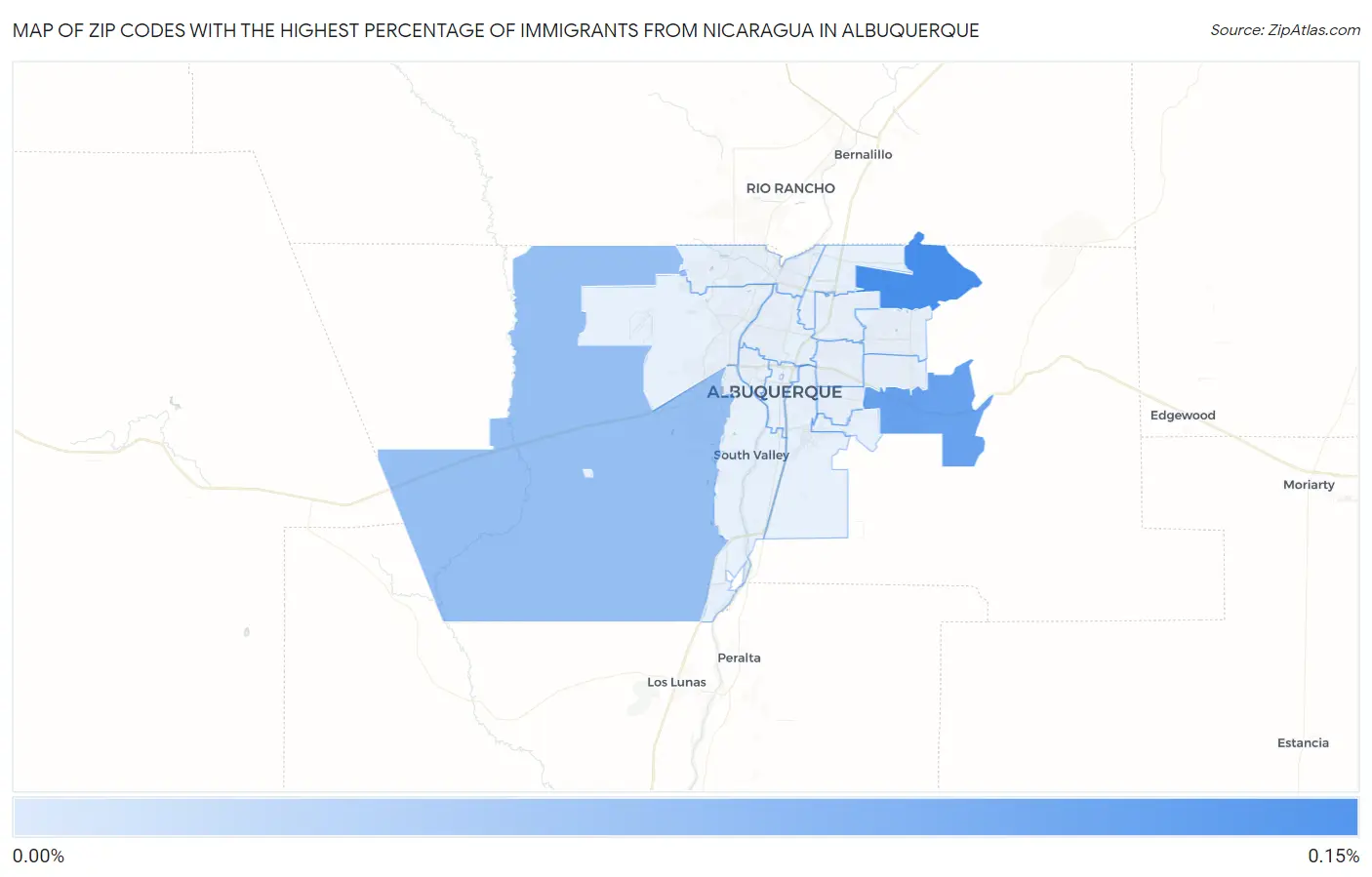 Zip Codes with the Highest Percentage of Immigrants from Nicaragua in Albuquerque Map