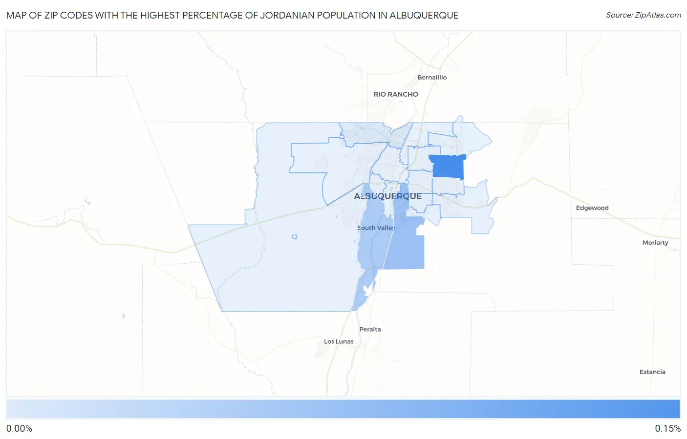 Zip Codes with the Highest Percentage of Jordanian Population in Albuquerque Map