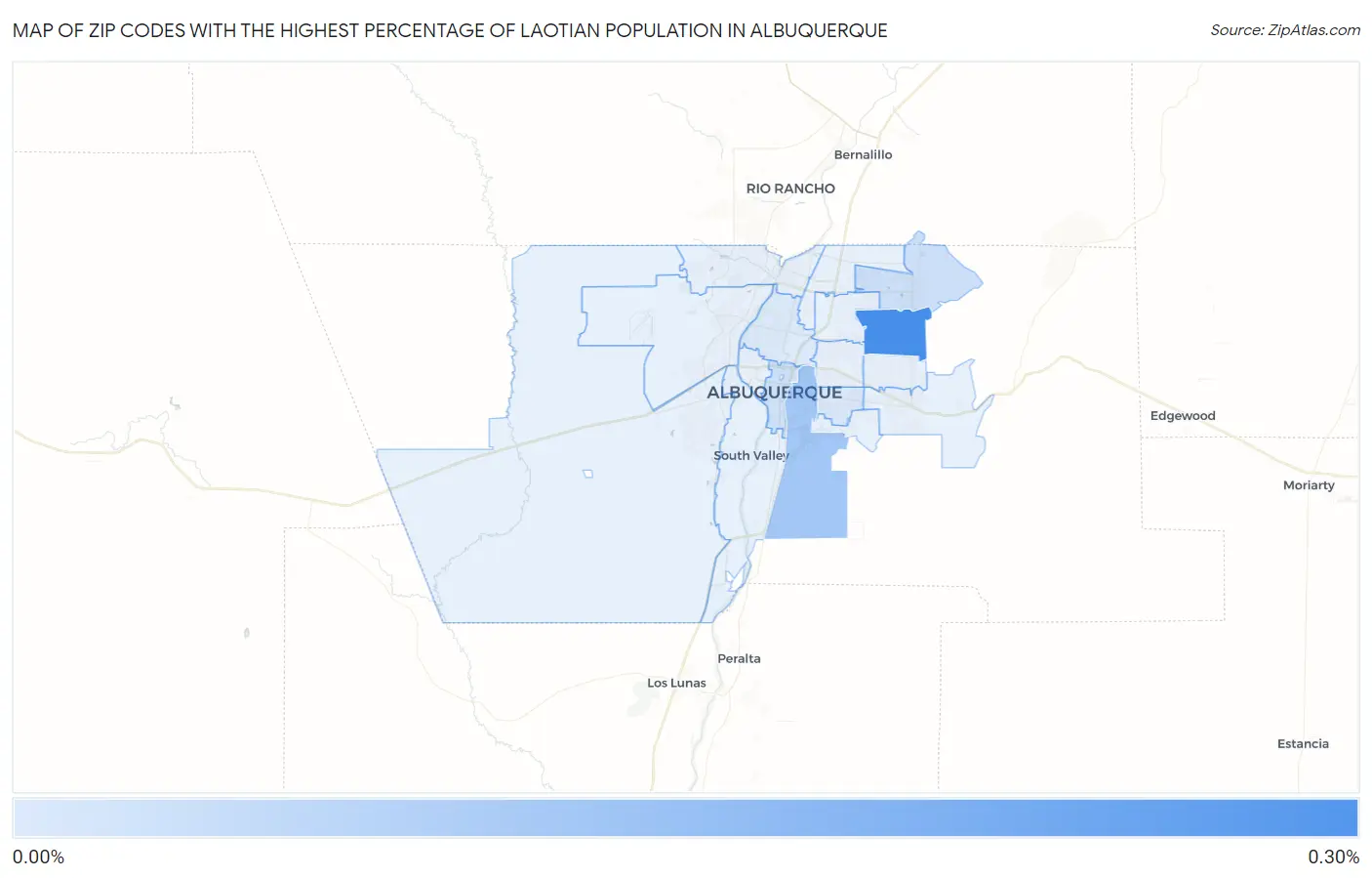 Zip Codes with the Highest Percentage of Laotian Population in Albuquerque Map