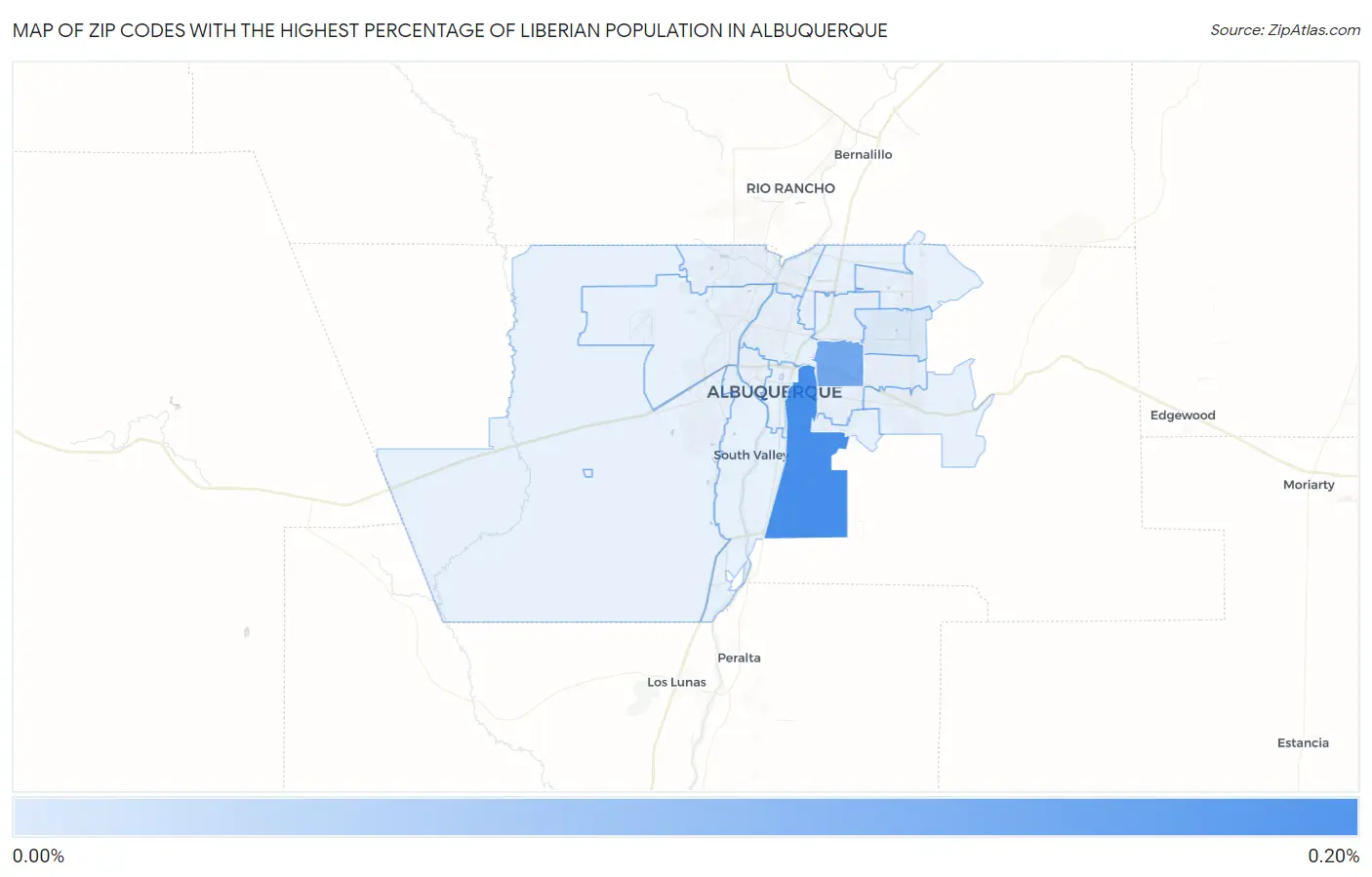 Zip Codes with the Highest Percentage of Liberian Population in Albuquerque Map