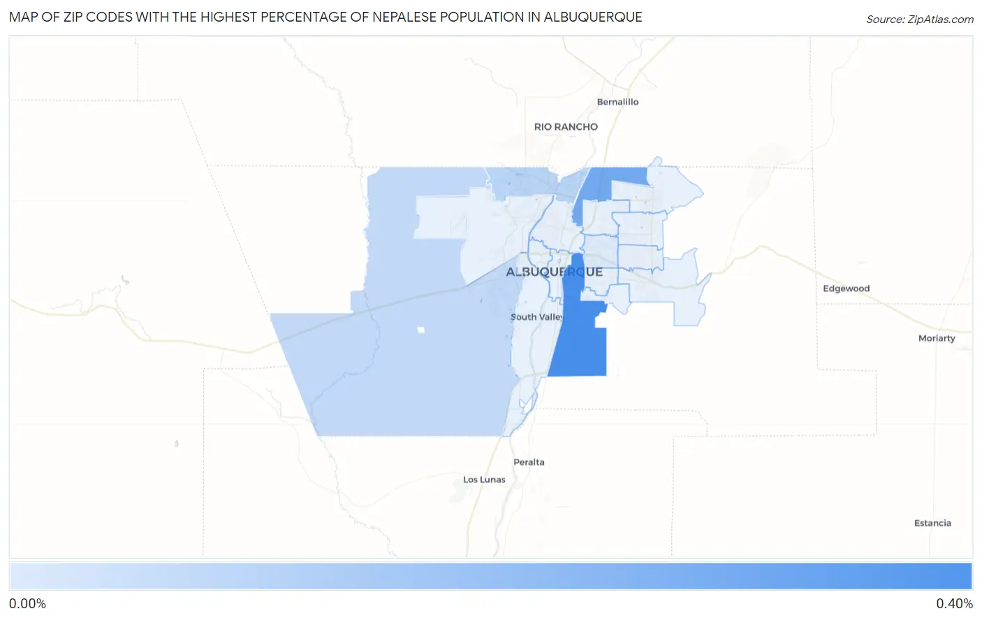 Zip Codes with the Highest Percentage of Nepalese Population in Albuquerque Map
