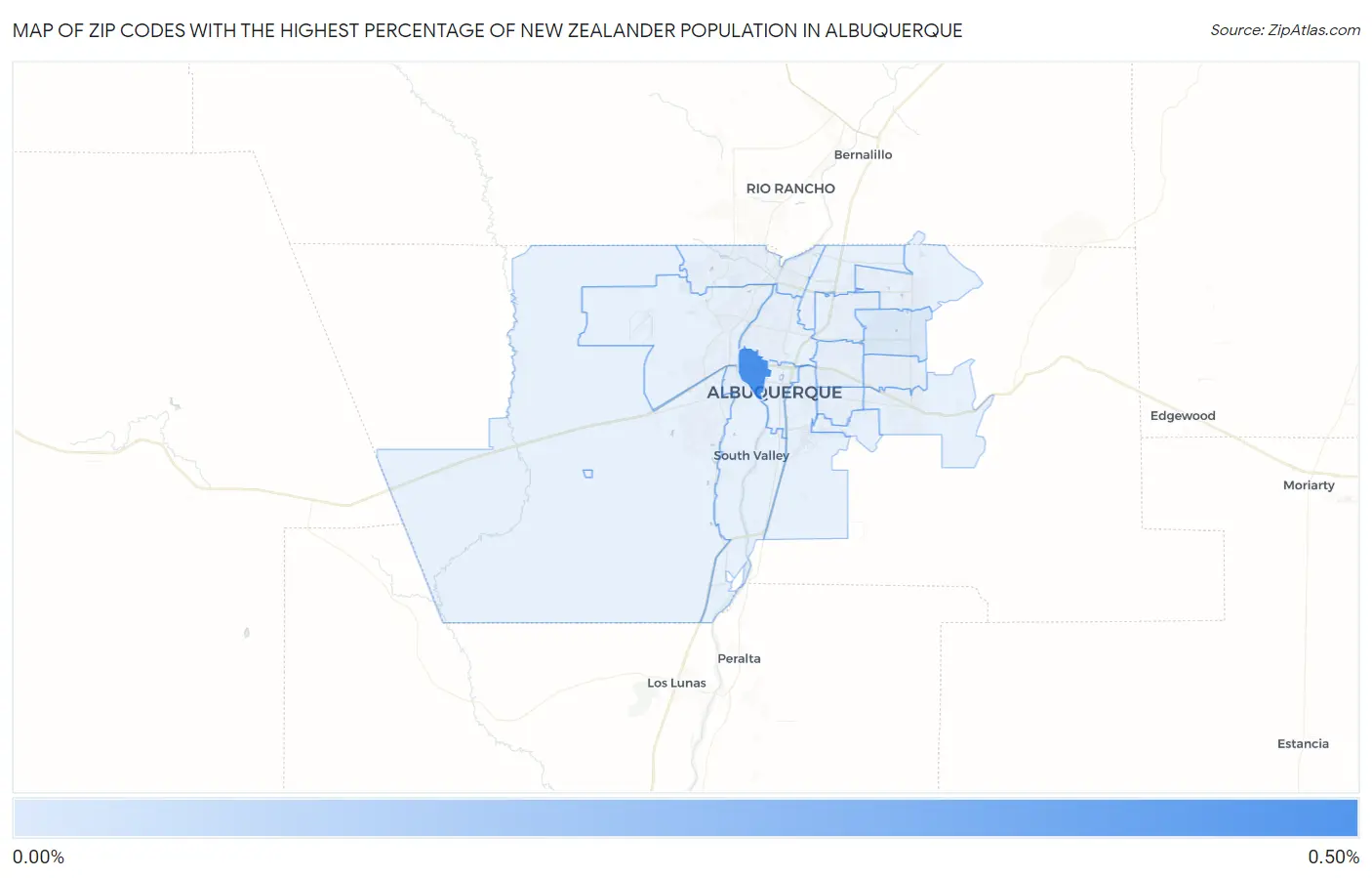 Zip Codes with the Highest Percentage of New Zealander Population in Albuquerque Map