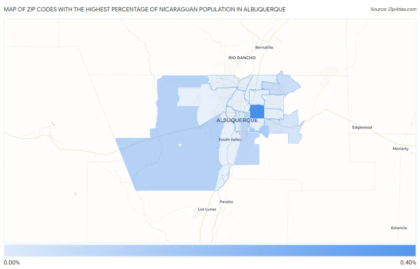 Zip Codes with the Highest Percentage of Nicaraguan Population in Albuquerque Map
