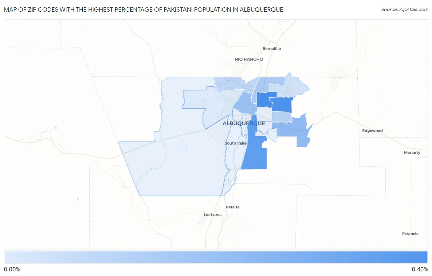Zip Codes with the Highest Percentage of Pakistani Population in Albuquerque Map