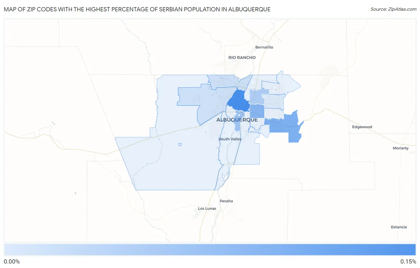 Zip Codes with the Highest Percentage of Serbian Population in Albuquerque Map