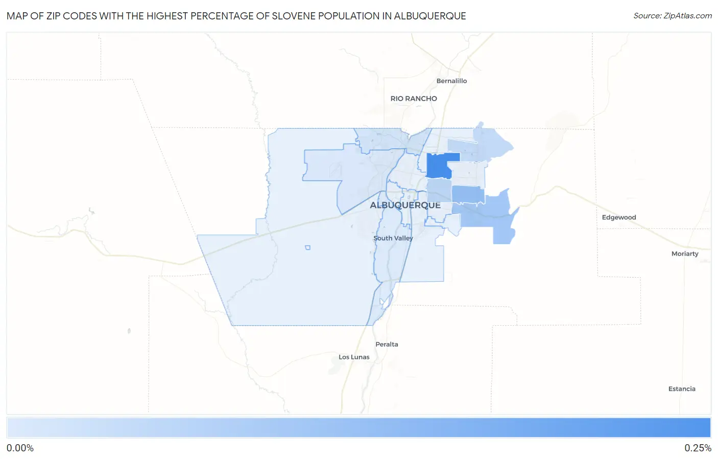 Zip Codes with the Highest Percentage of Slovene Population in Albuquerque Map