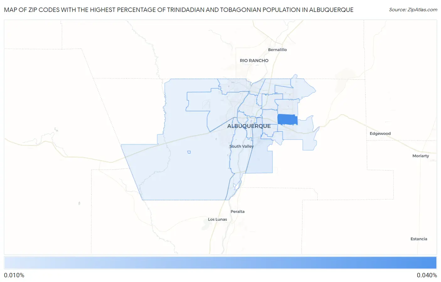 Zip Codes with the Highest Percentage of Trinidadian and Tobagonian Population in Albuquerque Map