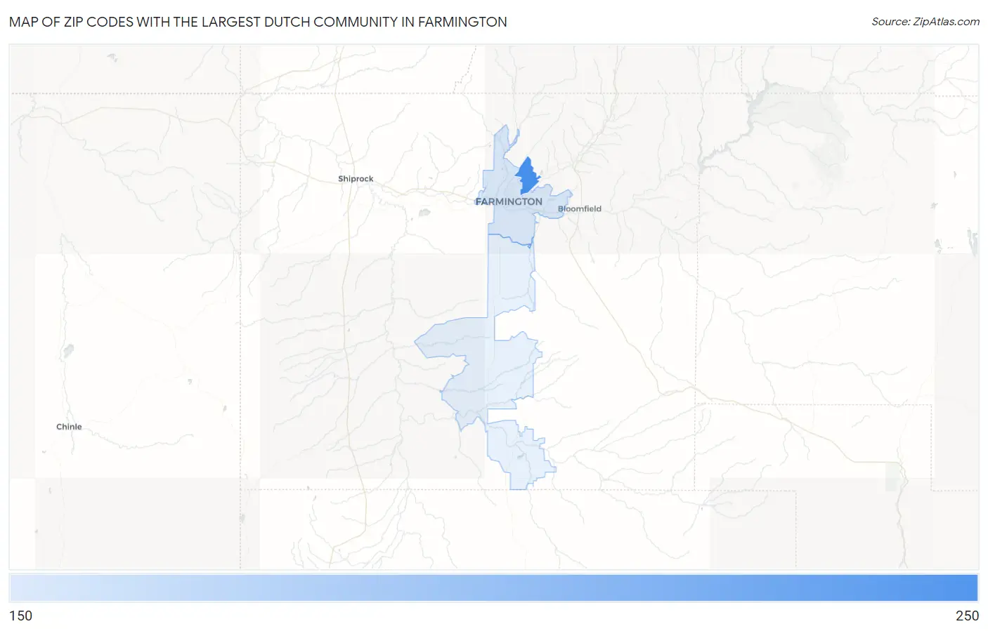 Zip Codes with the Largest Dutch Community in Farmington Map