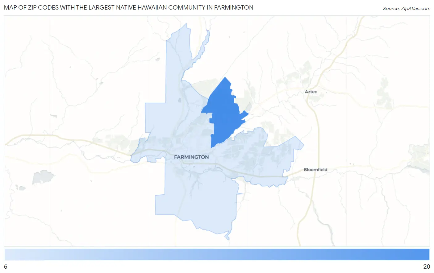Zip Codes with the Largest Native Hawaiian Community in Farmington Map