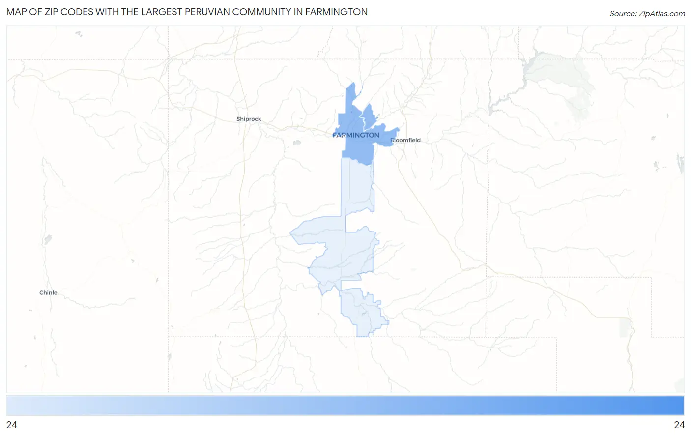 Zip Codes with the Largest Peruvian Community in Farmington Map