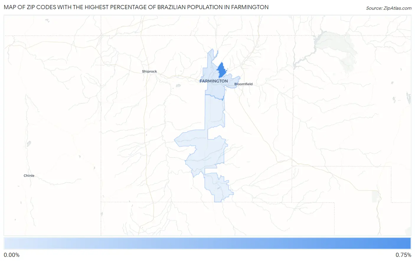 Zip Codes with the Highest Percentage of Brazilian Population in Farmington Map