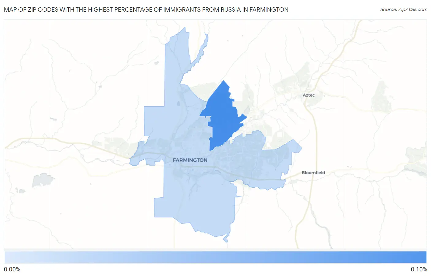 Zip Codes with the Highest Percentage of Immigrants from Russia in Farmington Map