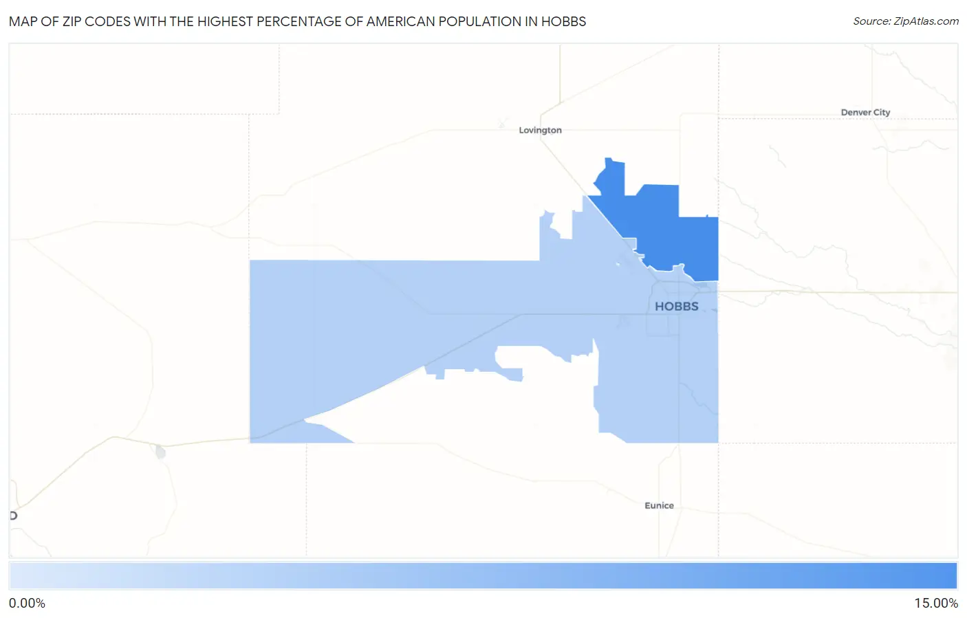 Zip Codes with the Highest Percentage of American Population in Hobbs Map