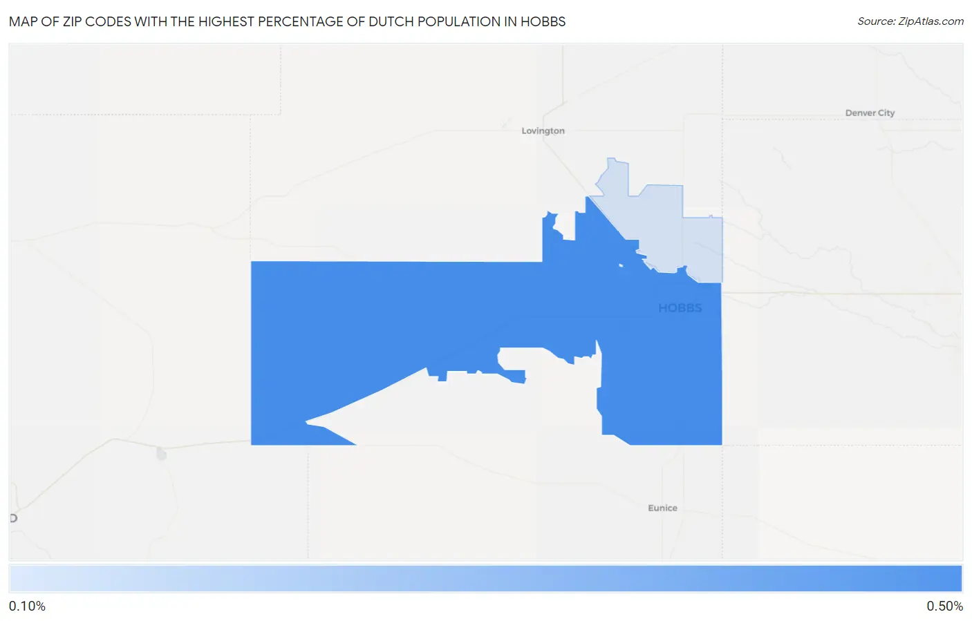 Zip Codes with the Highest Percentage of Dutch Population in Hobbs Map