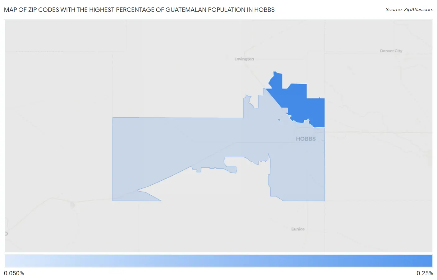 Zip Codes with the Highest Percentage of Guatemalan Population in Hobbs Map