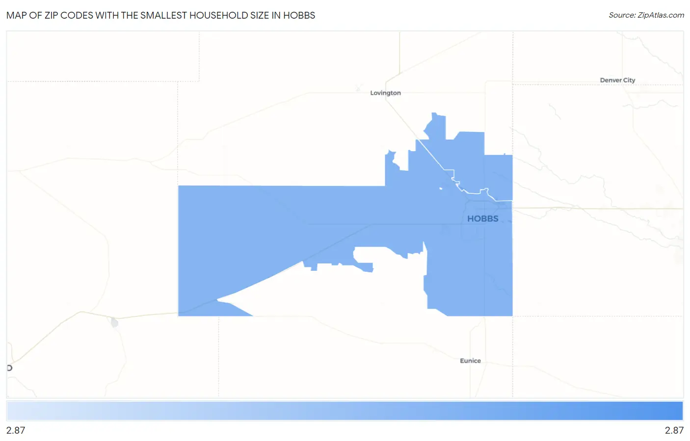 Zip Codes with the Smallest Household Size in Hobbs Map