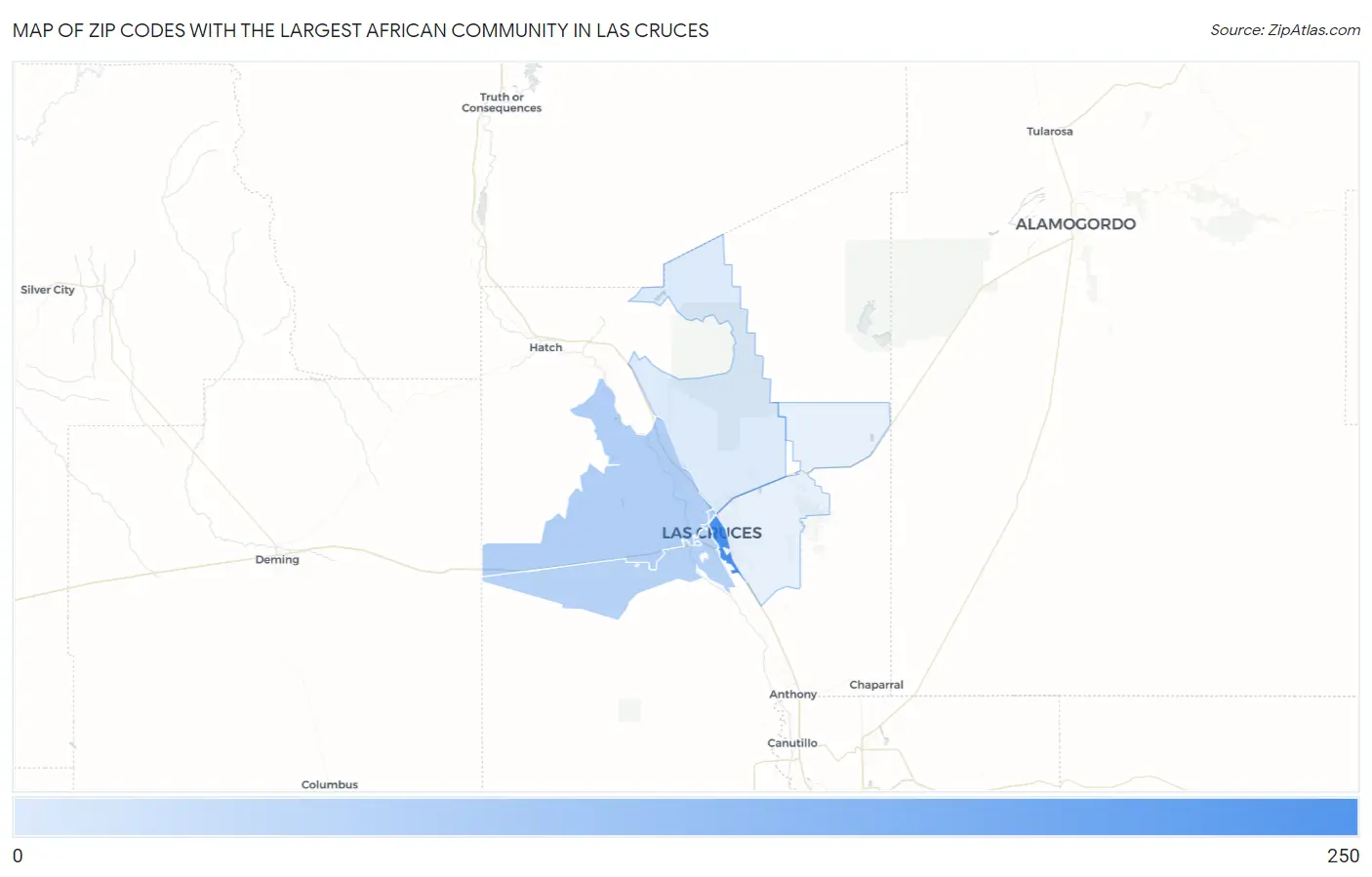 Zip Codes with the Largest African Community in Las Cruces Map