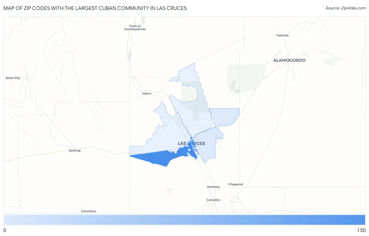 Zip Codes with the Largest Cuban Community in Las Cruces Map