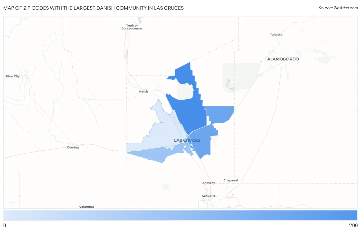 Zip Codes with the Largest Danish Community in Las Cruces Map