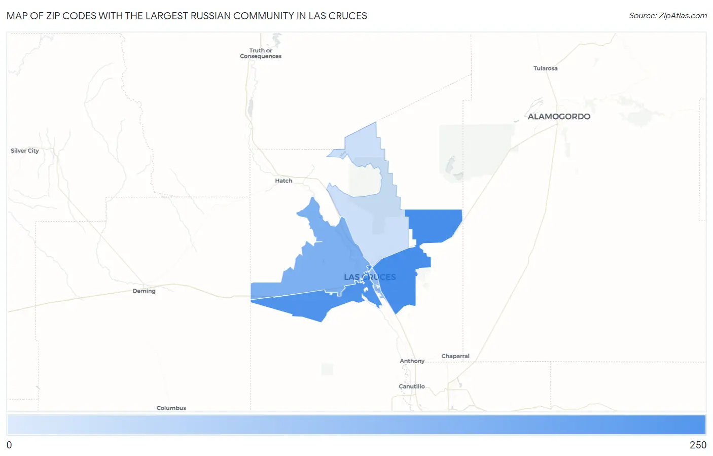 Zip Codes with the Largest Russian Community in Las Cruces Map