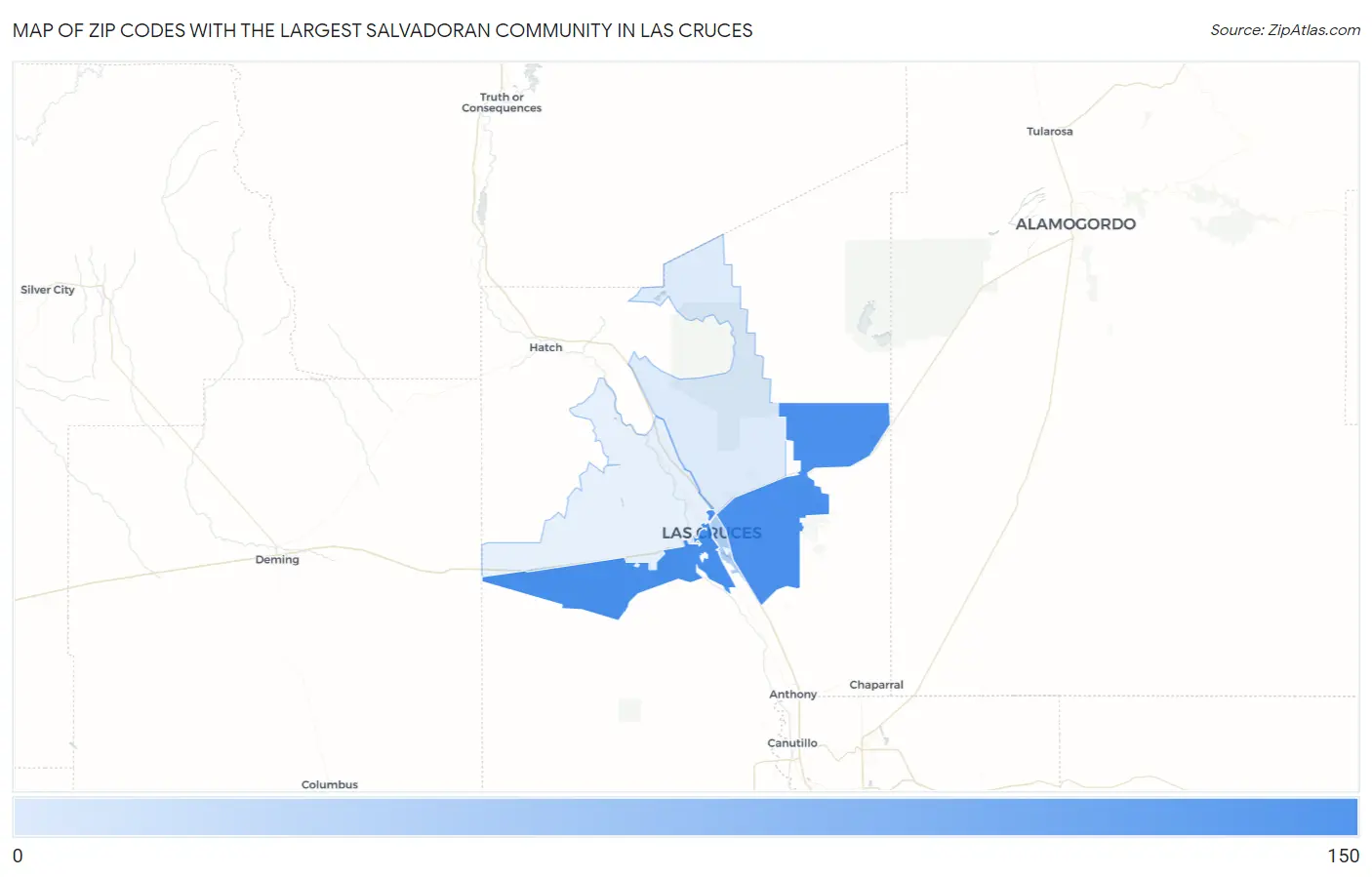 Zip Codes with the Largest Salvadoran Community in Las Cruces Map