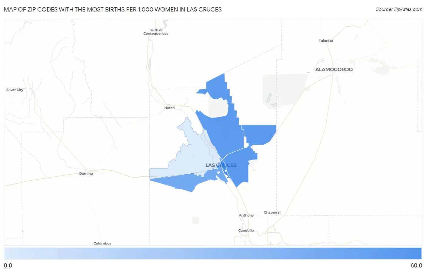 Zip Codes with the Most Births per 1,000 Women in Las Cruces Map