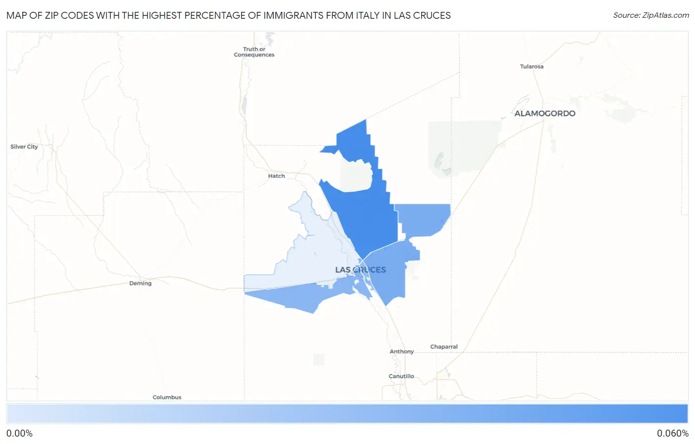 Zip Codes with the Highest Percentage of Immigrants from Italy in Las Cruces Map