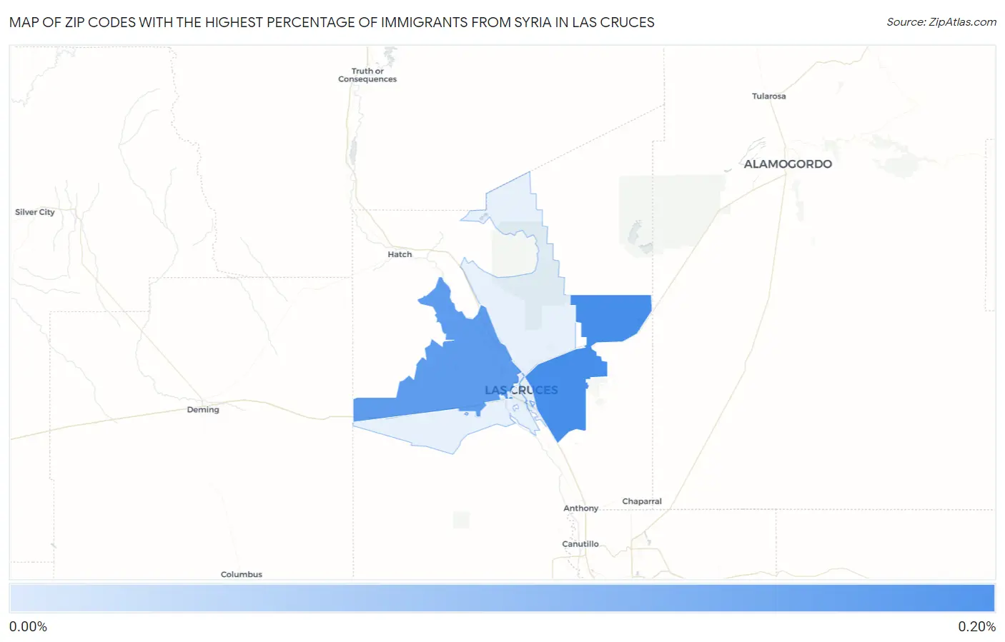 Zip Codes with the Highest Percentage of Immigrants from Syria in Las Cruces Map