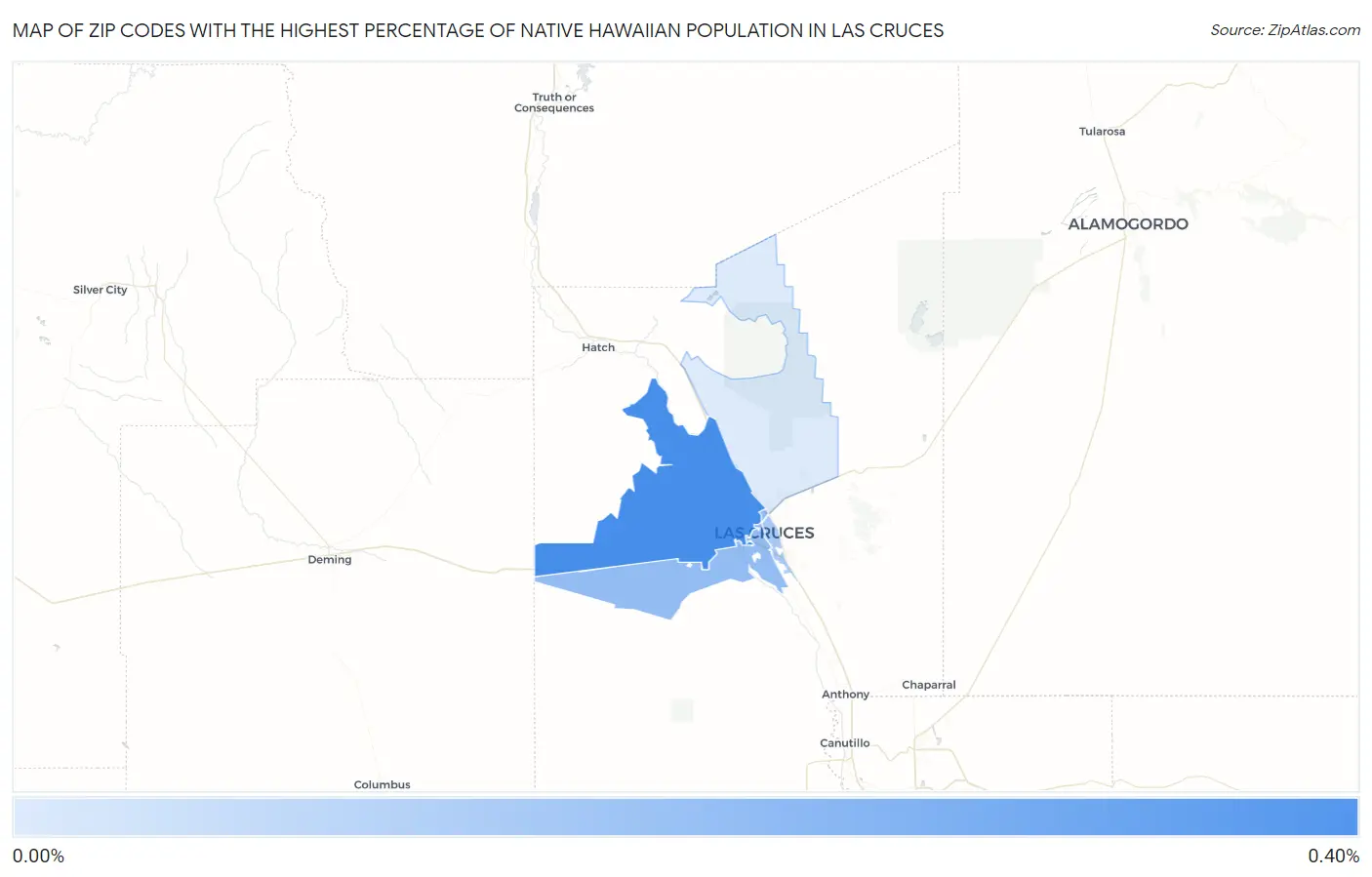 Zip Codes with the Highest Percentage of Native Hawaiian Population in Las Cruces Map