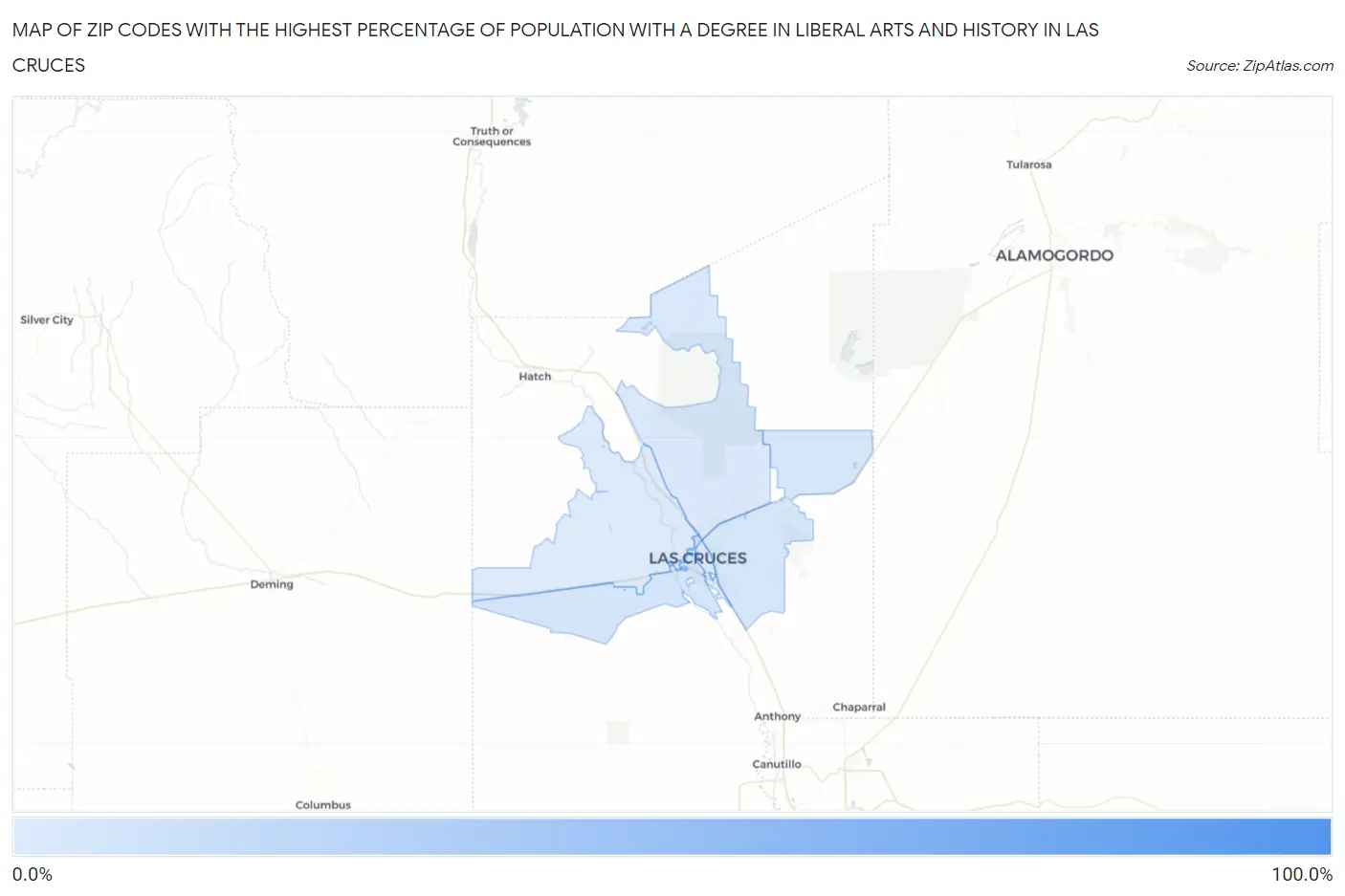 Zip Codes with the Highest Percentage of Population with a Degree in Liberal Arts and History in Las Cruces Map