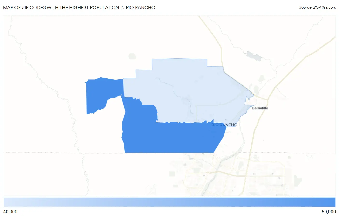 Zip Codes with the Highest Population in Rio Rancho Map