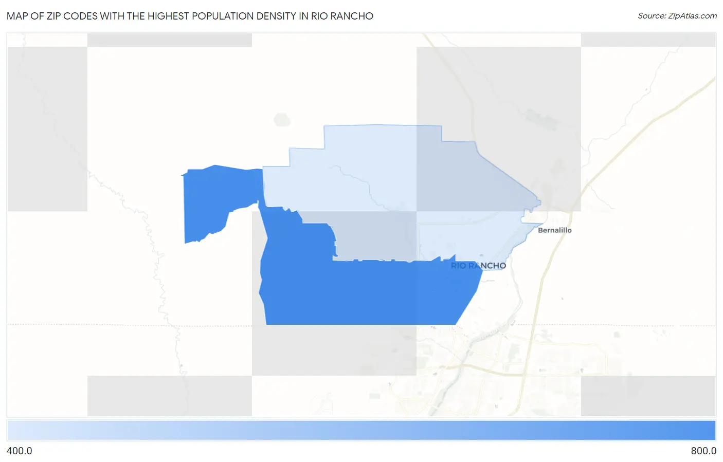 Zip Codes with the Highest Population Density in Rio Rancho Map