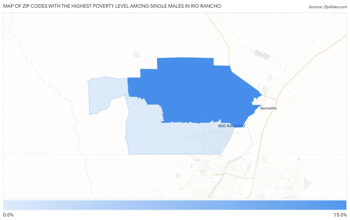 Zip Codes with the Highest Poverty Level Among Single Males in Rio Rancho Map