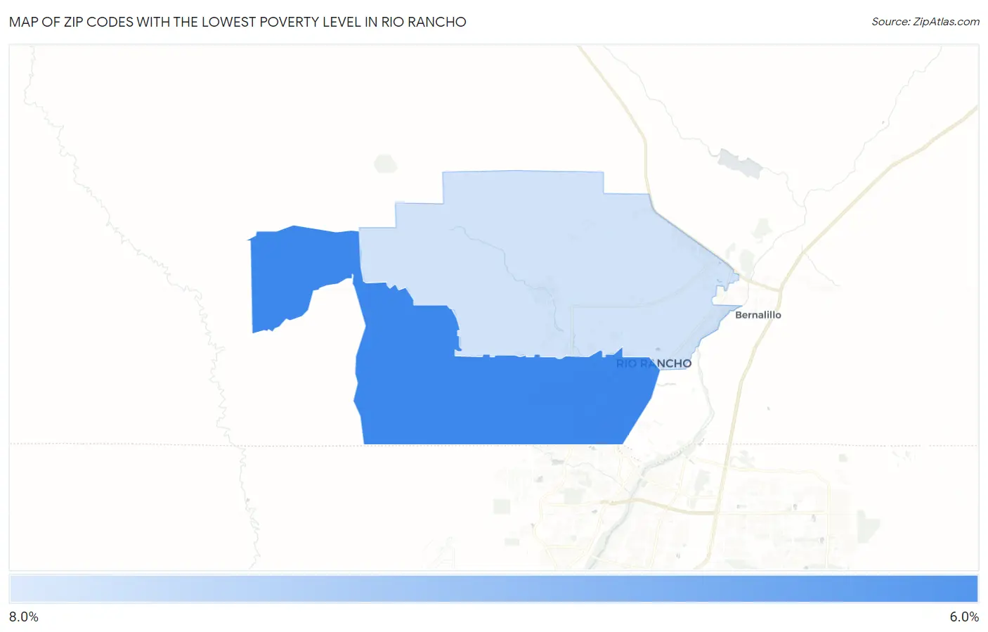 Zip Codes with the Lowest Poverty Level in Rio Rancho Map