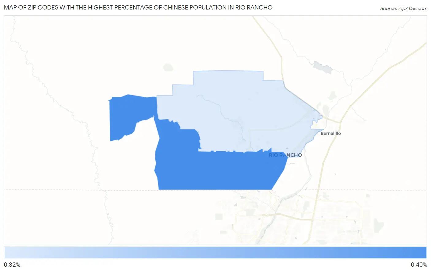 Zip Codes with the Highest Percentage of Chinese Population in Rio Rancho Map