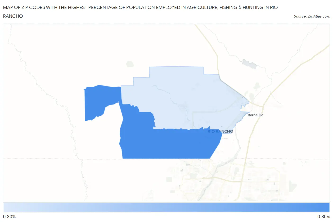 Zip Codes with the Highest Percentage of Population Employed in Agriculture, Fishing & Hunting in Rio Rancho Map