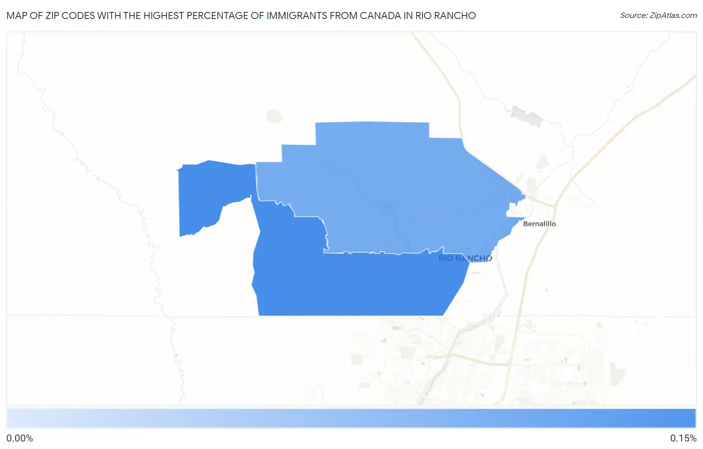 Zip Codes with the Highest Percentage of Immigrants from Canada in Rio Rancho Map