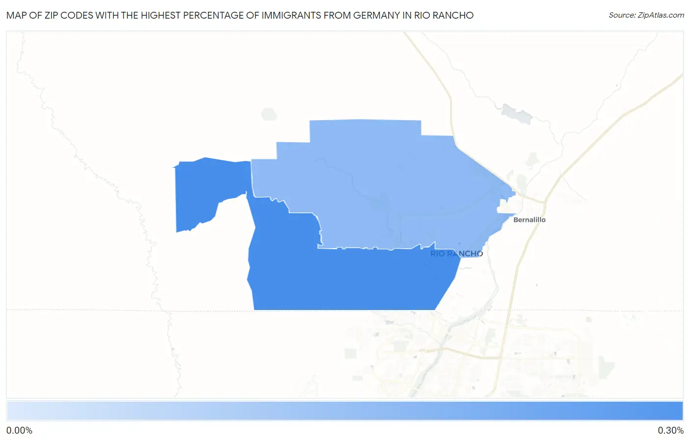 Zip Codes with the Highest Percentage of Immigrants from Germany in Rio Rancho Map