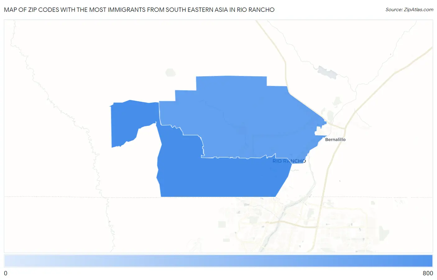 Zip Codes with the Most Immigrants from South Eastern Asia in Rio Rancho Map