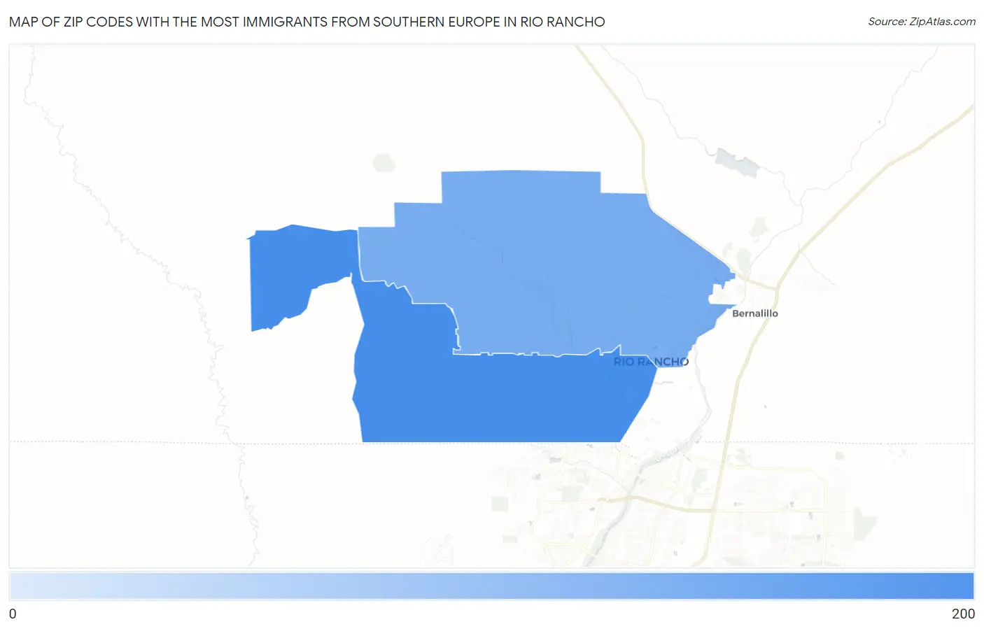 Zip Codes with the Most Immigrants from Southern Europe in Rio Rancho Map