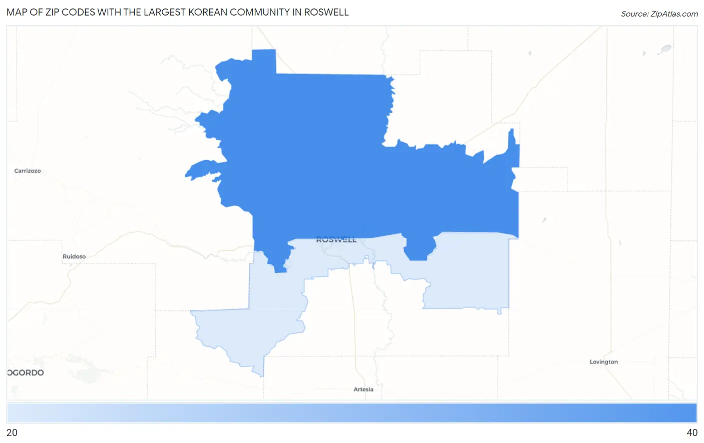 Zip Codes with the Largest Korean Community in Roswell Map