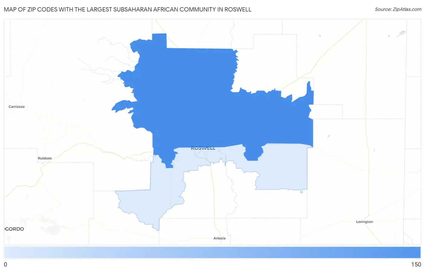 Zip Codes with the Largest Subsaharan African Community in Roswell Map