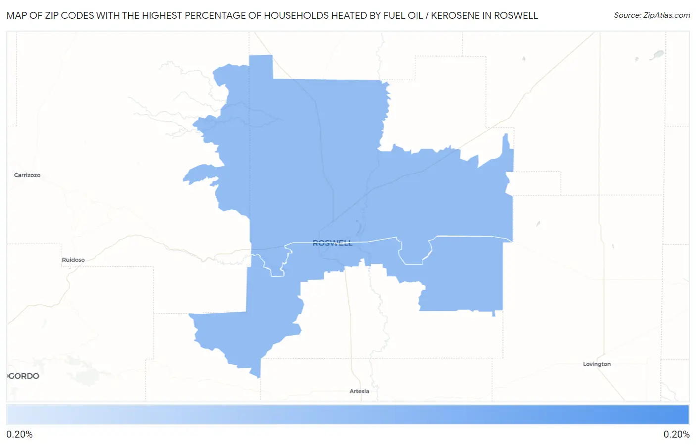 Zip Codes with the Highest Percentage of Households Heated by Fuel Oil / Kerosene in Roswell Map