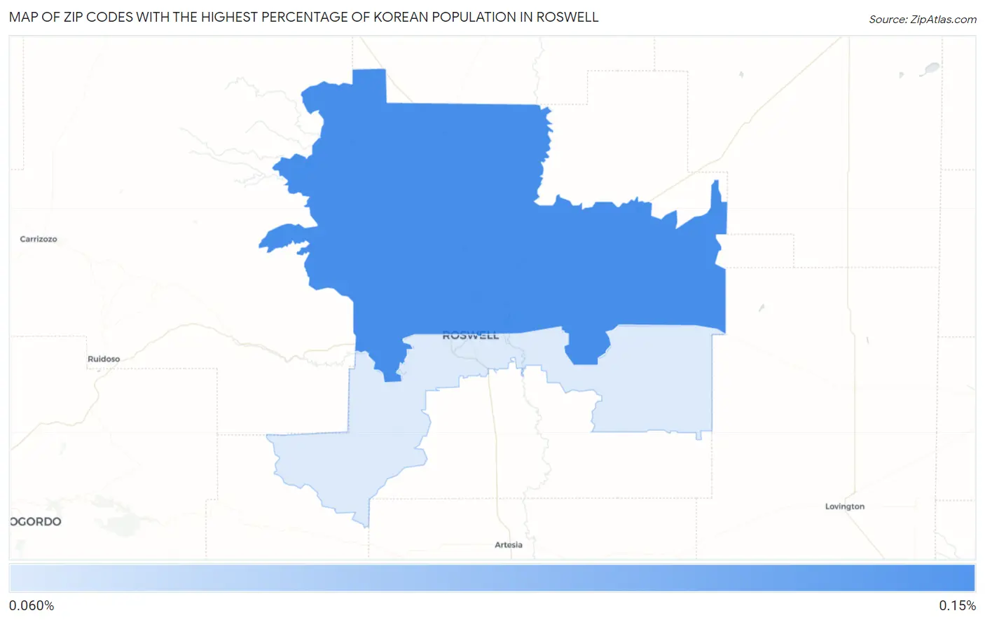 Zip Codes with the Highest Percentage of Korean Population in Roswell Map