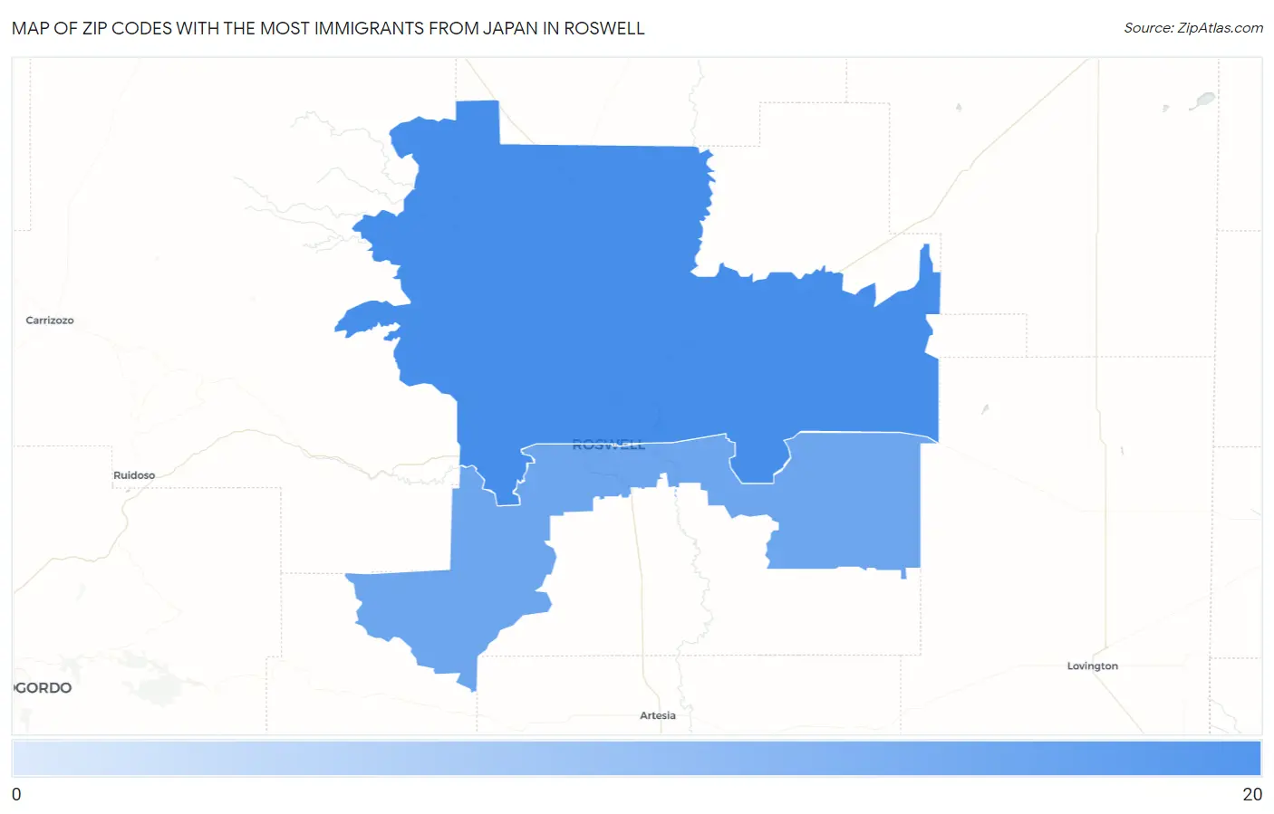 Zip Codes with the Most Immigrants from Japan in Roswell Map