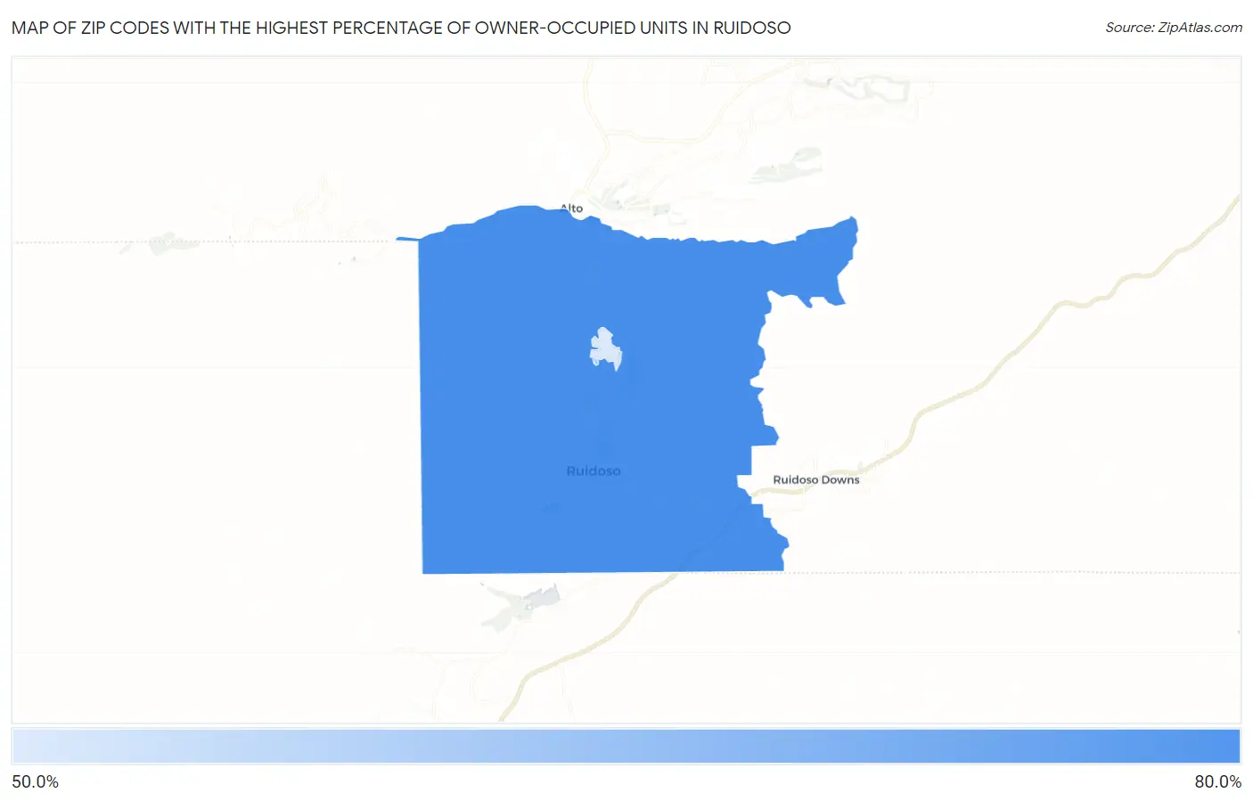 Zip Codes with the Highest Percentage of Owner-Occupied Units in Ruidoso Map