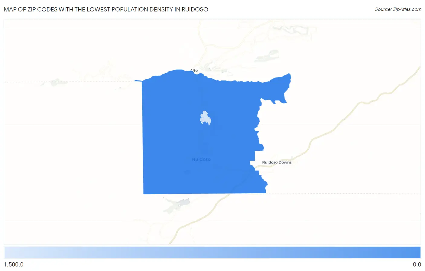 Zip Codes with the Lowest Population Density in Ruidoso Map