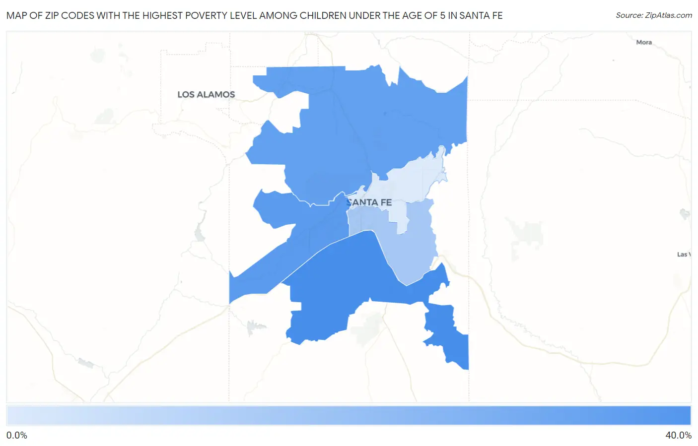 Zip Codes with the Highest Poverty Level Among Children Under the Age of 5 in Santa Fe Map