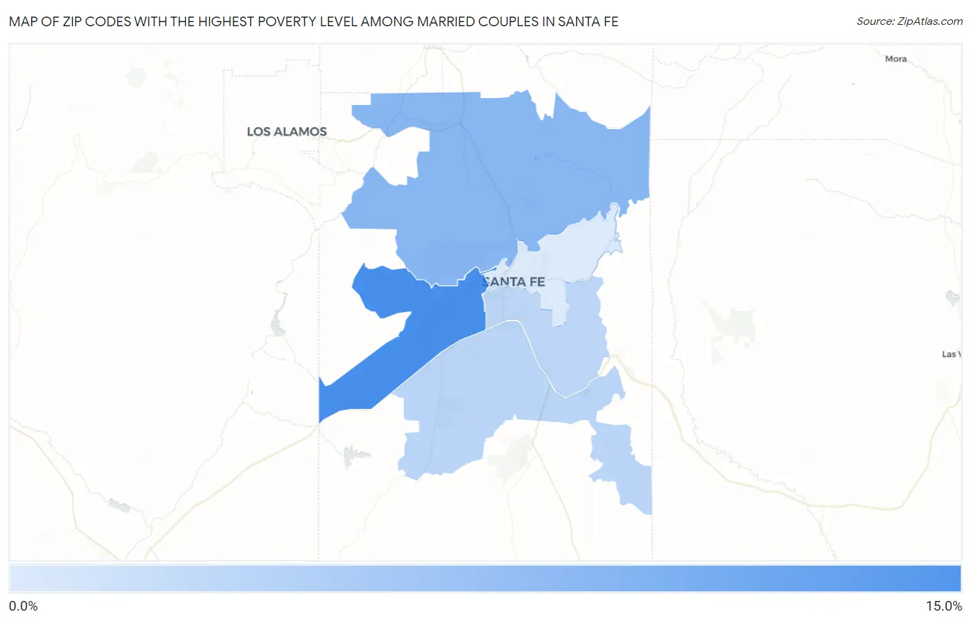 Zip Codes with the Highest Poverty Level Among Married Couples in Santa Fe Map